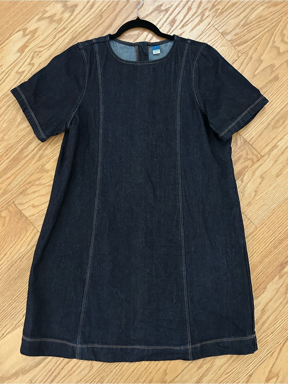 Old Navy Dark Blue Denim Short Sleeve Shift Dress